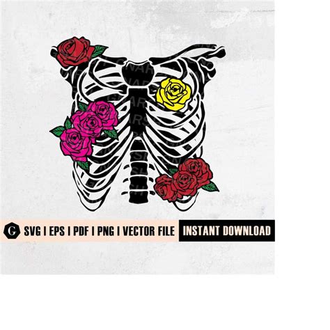 Rib Cage Floral Svg Ribcage Flowers Svg File Skeleton Fl Inspire