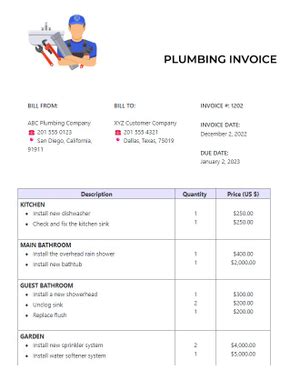 Plumbers Invoice Template By Clickup