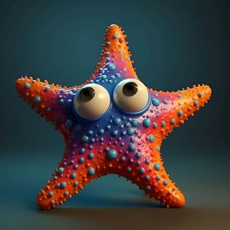 Premium Photo | Funny starfish with eyes on a blue background 3d ...