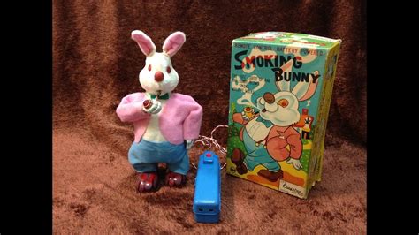 Marusan Smoking Bunny Battery Tin Toy Japan Youtube