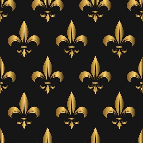 Motif Fleur De Lis Sans Couture Doré Vecteur Premium