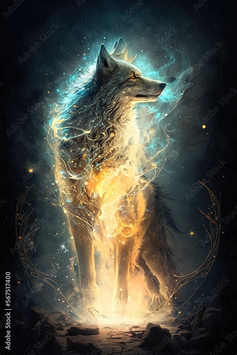 Spirit wolf animal guide. Generative AI, this image is not based on any original image ...