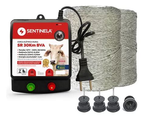 Kit Cerca Rural Eletrificador Fio 500m Isolador Roldana