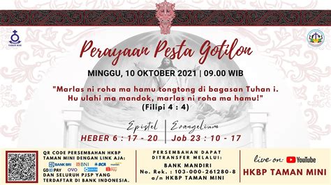 Ibadah Hkbp Taman Mini Minggu Oktober Youtube