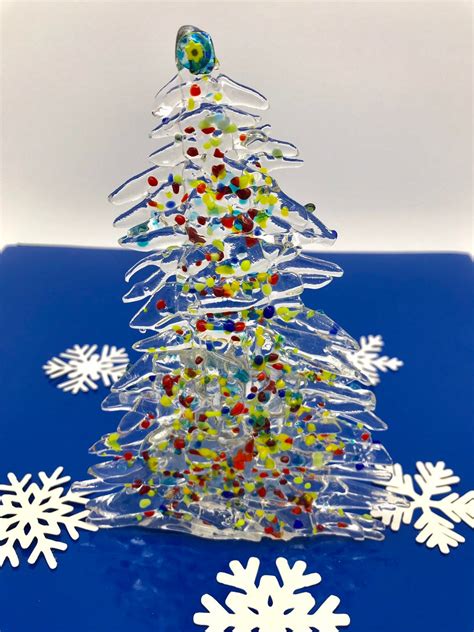 Fused Glass Christmas Tree With Glass Stand And Votive Led Etsy