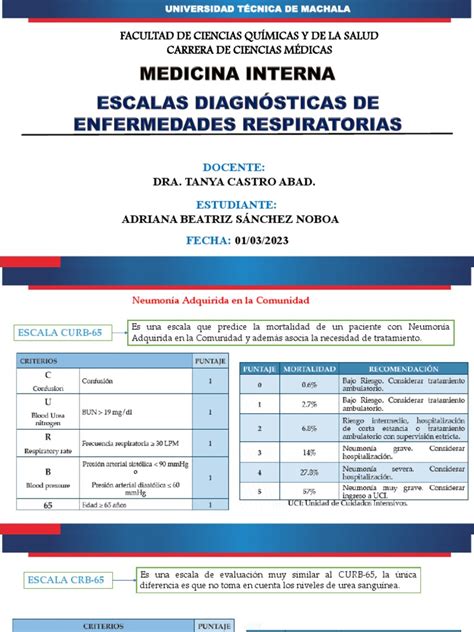 Escalas Diagnosticas De Enf Respiratorias Diapositivas Pdf Neumonía Sistema Respiratorio