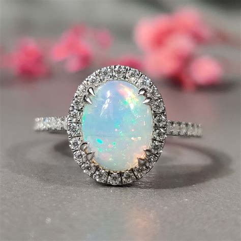 Opal Gemstone Engagement Ring | Oval October Birthstone Wedding Ring