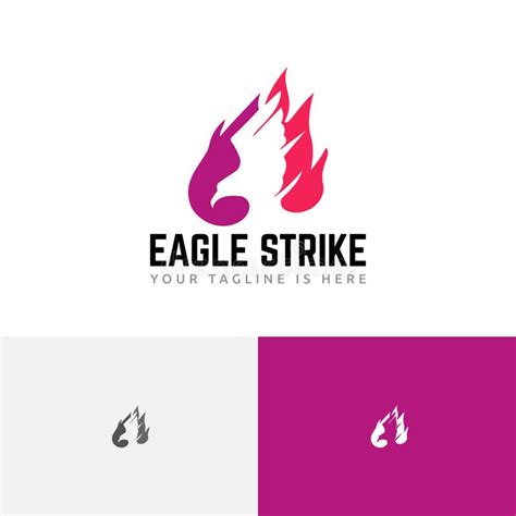 Eagle Strike Hawk Falcon Fly Attack Fire Negative Space Logo Stock