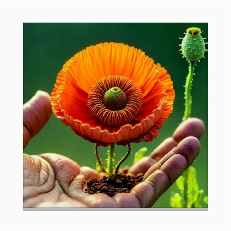 Hand Holding Poppy Flower Canvas Print By Balram Giri Fy