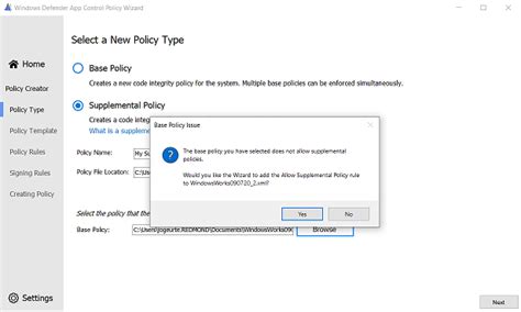 Windows Defender Application Control Wizard Supplemental Policy