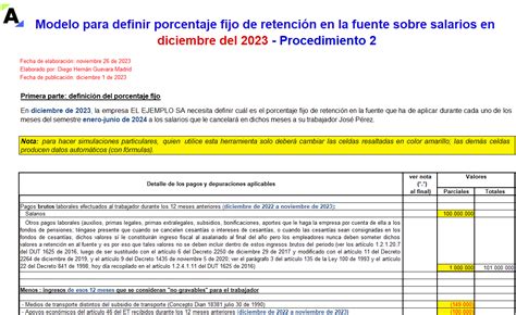 Liquidador En Excel Del Porcentaje Fijo De Retenci N En La Fuente Sobre