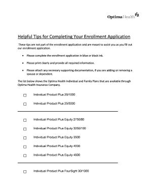 Fillable Online Helpful Tips For Completing Your Enrollment Application