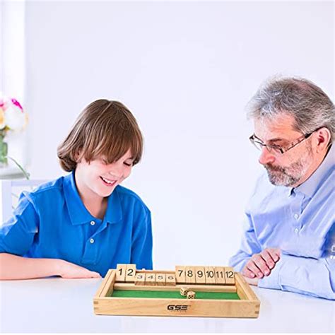 GSE Wooden Shut The Box 12 Numbers Dice Game Board with 2 Wooden Dices ...