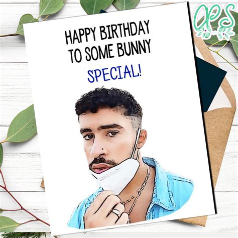 Bad Bunny Birthday Card Feliz Cumpleanos Cuarentena Custompartyshirts