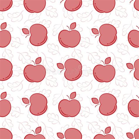 Vector Seamless Pattern With Red Apples Stock Vector Illustration Of