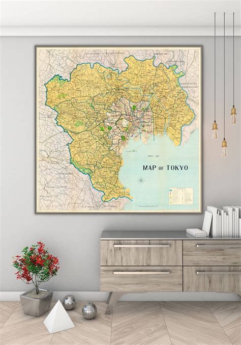 Old Tokyo Map, Tokyo Print, Tokyo Wall Art, Japanese Decor, Tokyo Art ...