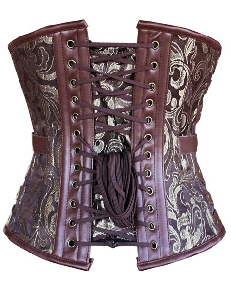 Serre Taille Marron Steampunk Motif Vintage Avec Ceinture Et Chaines