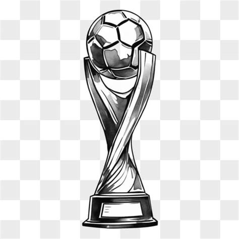 Download Black and White Drawing of Trophy with Soccer Ball Design ...