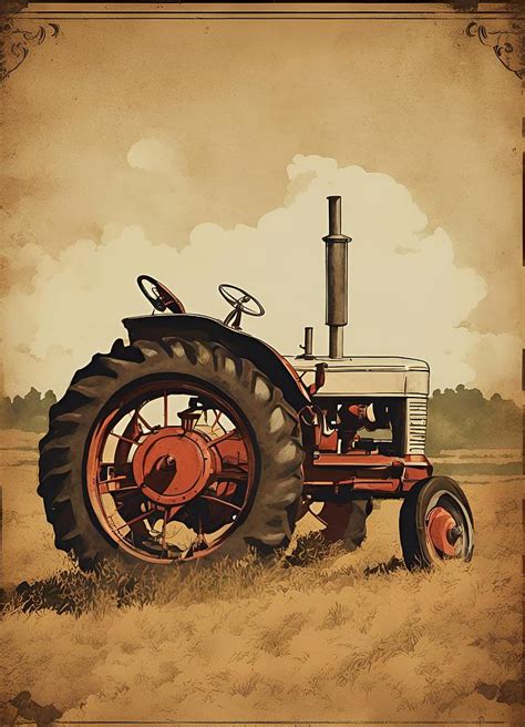 Vintage Farm Tractor Digital Art by Galactify Studio - Fine Art America