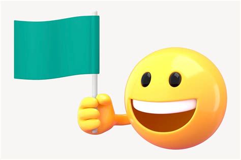 Emoji holding green flag, 3D | Free Photo - rawpixel