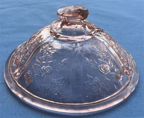 Federal Depression Glass Pink Sharon Cabbage Rose Sugar Bowl Lid Ebay