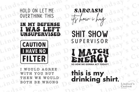 Various Funny Sayings Bundle - 8 Different SVG Designs