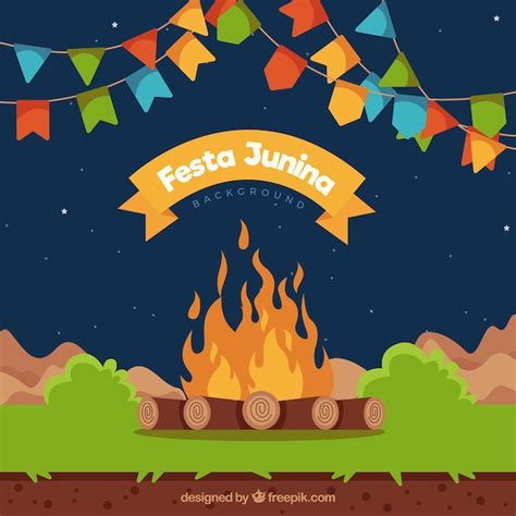 Free Vector | Party background with bonfire and garlands