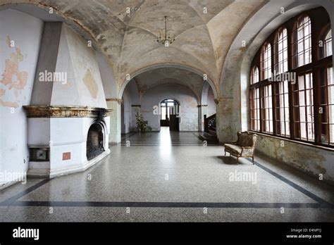 entrance hall in old castle Stock Photo - Alamy