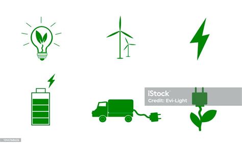 Ikon Eco Hijau Energi Terbarukan Bahan Bakar Alami Bola Lampu Konsep