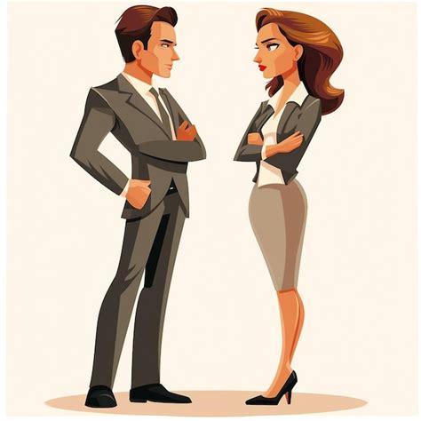 Premium Vector A Man And A Woman Standing Next To Each Other