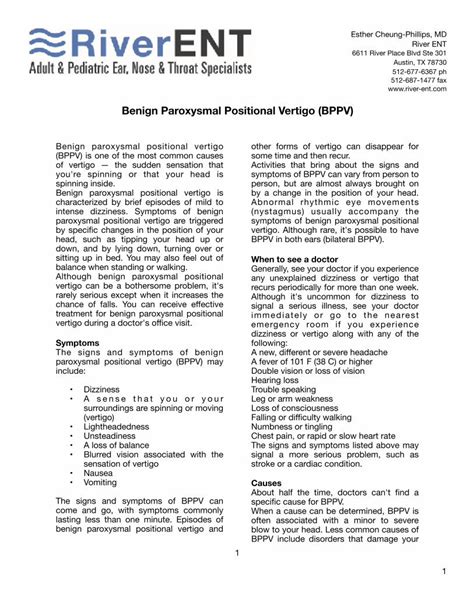 Pdf Benign Paroxysmal Positional Vertigo Bppv Resume Exercises