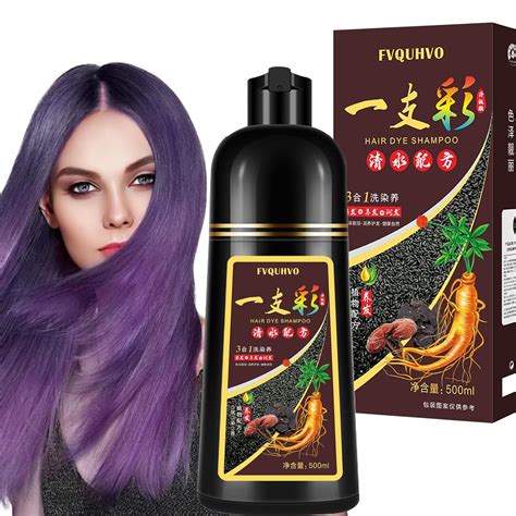 Fvquhvo Instant Hair Color Shampoo Purple Hair Dye Shampoo 3 In 1 For Women Men