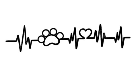 Valentines Day Heartbeat Line Cat Paw Horizontal Illustration Valentine S Day Heartbeat Cat