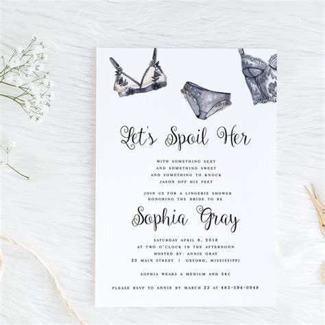 Modern Lingerie Shower Invitation DIY Bachelorette Party Etsy