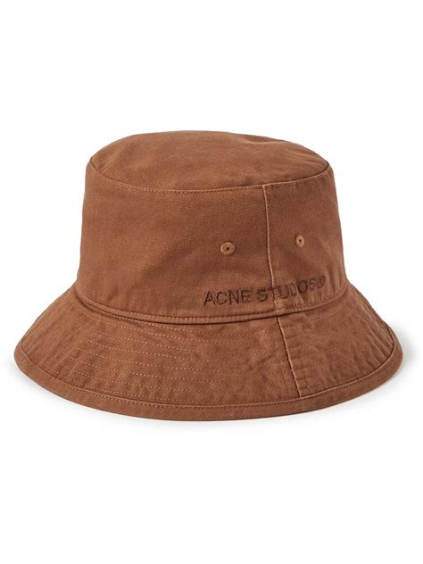 Acne Studios Brimmo Logo Embroidered Cotton Twill Bucket Hat Brown