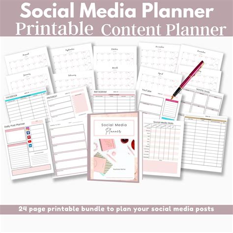 Social Media Planner Content Planner For Instagram Youtube Marketing