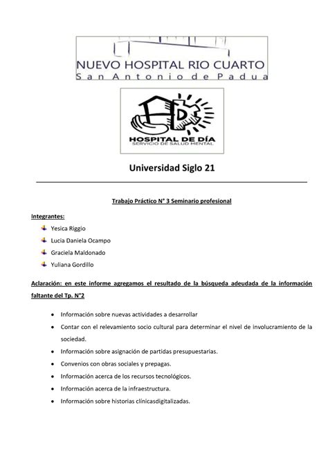 Seminario Profesional 3 Trabajo Prctico N 3 Seminario Profesional