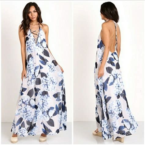 Show Me Your MuMu Dresses Smym Logan Laceup Maxi In Bouquet Blue