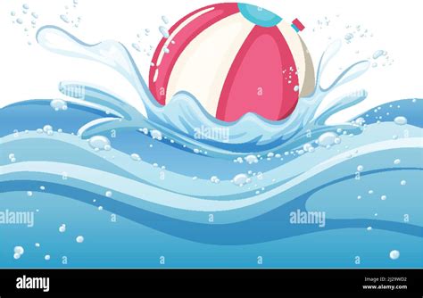 A Water Splash With Ball On White Background Illustration Stock Vector