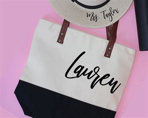 Personalized Bridesmaid Canvas Tote Bags Zipper Set Of 6 7 8 Etsy