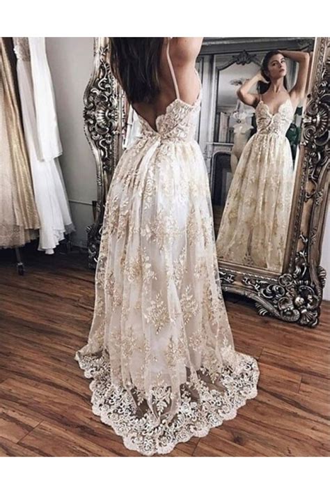 Lace Spaghetti Straps Prom Formal Evening Party Dresses 3020958