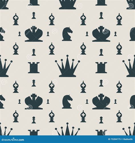 Chess Pieces Vector Seamless Pattern Stock Vector Illustration Of