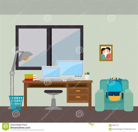 Work Office Design Stock Vector Illustration Of Media 58827017