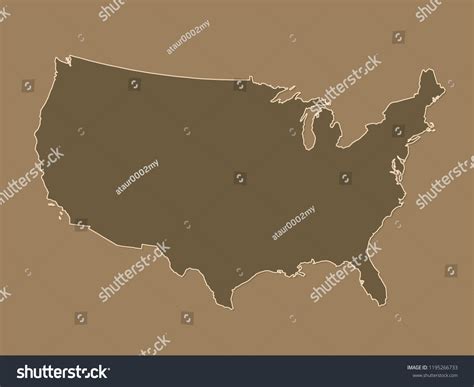 Vektor Stok Brown Golden United States America Map Tanpa Royalti