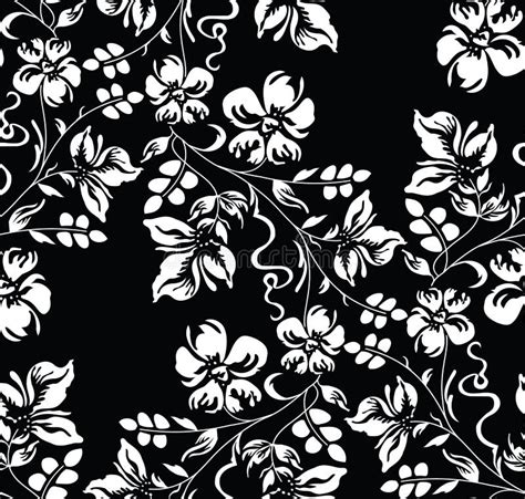 Seamless Damask Floral Black And White Texture Stock Vector