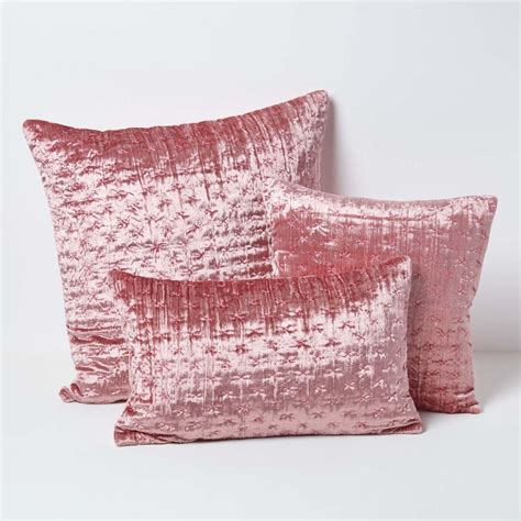 Blush Pink Crushed Velvet Cushion Cover 40 X 40 Cm