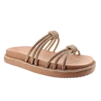 Papete Cabedal De Strass Nude JULIA MORENA Papete Feminina Magazine Luiza