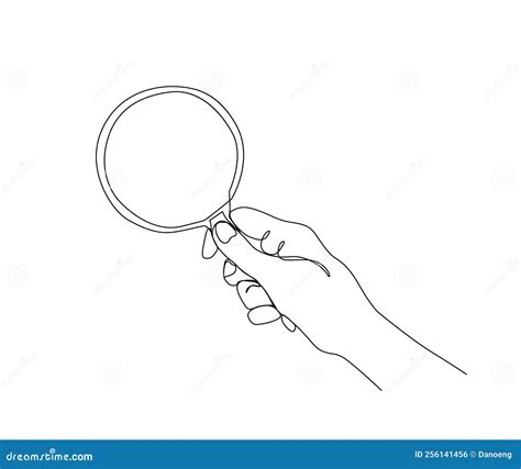 Continuous Line Drawing Of Magnifying Glass Hand Holding Magnifying Glass Line Art Drawing