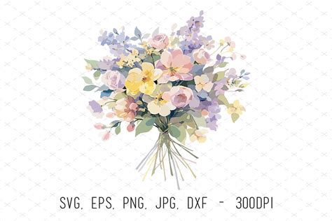 Pastel Flowers Bouquet Clipart Png Graphic by ArtCursor · Creative Fabrica