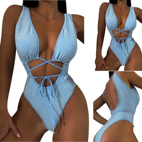 Summer Sale Bdfzl Women S Bikini Solid Color Sexy Female Split Swimsuit